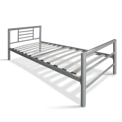 Lit ECHO Lit simple 90x200 cm gris métal avec sommier inclus