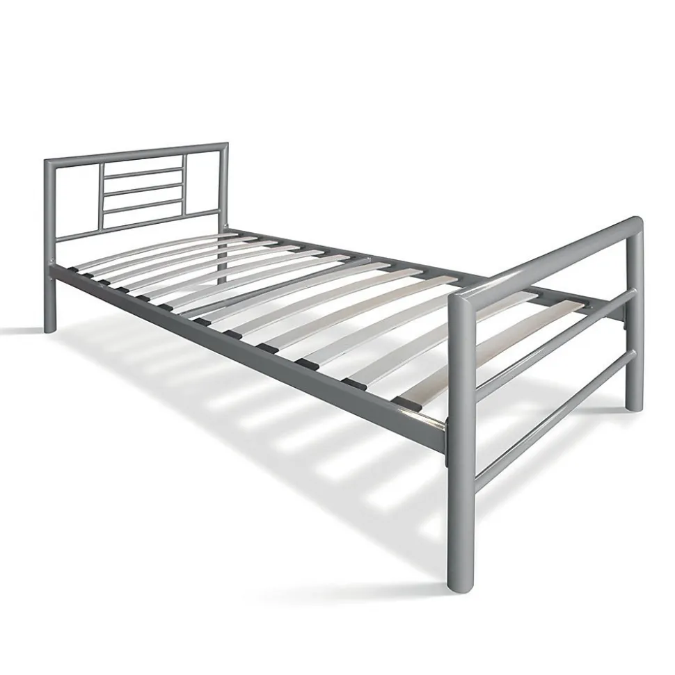 Lit ECHO Lit simple 90x200 cm gris métal avec sommier inclus