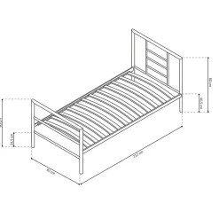 Lit ECHO Lit simple 90x200 cm gris métal avec sommier inclus