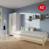 Lit empilable JONAS 80x200 (lot de deux lits)+ 2 sommiers / Naturel