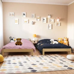 Lit empilable JONAS 90x190 (lot de deux lits)+ 2 sommiers / Naturel