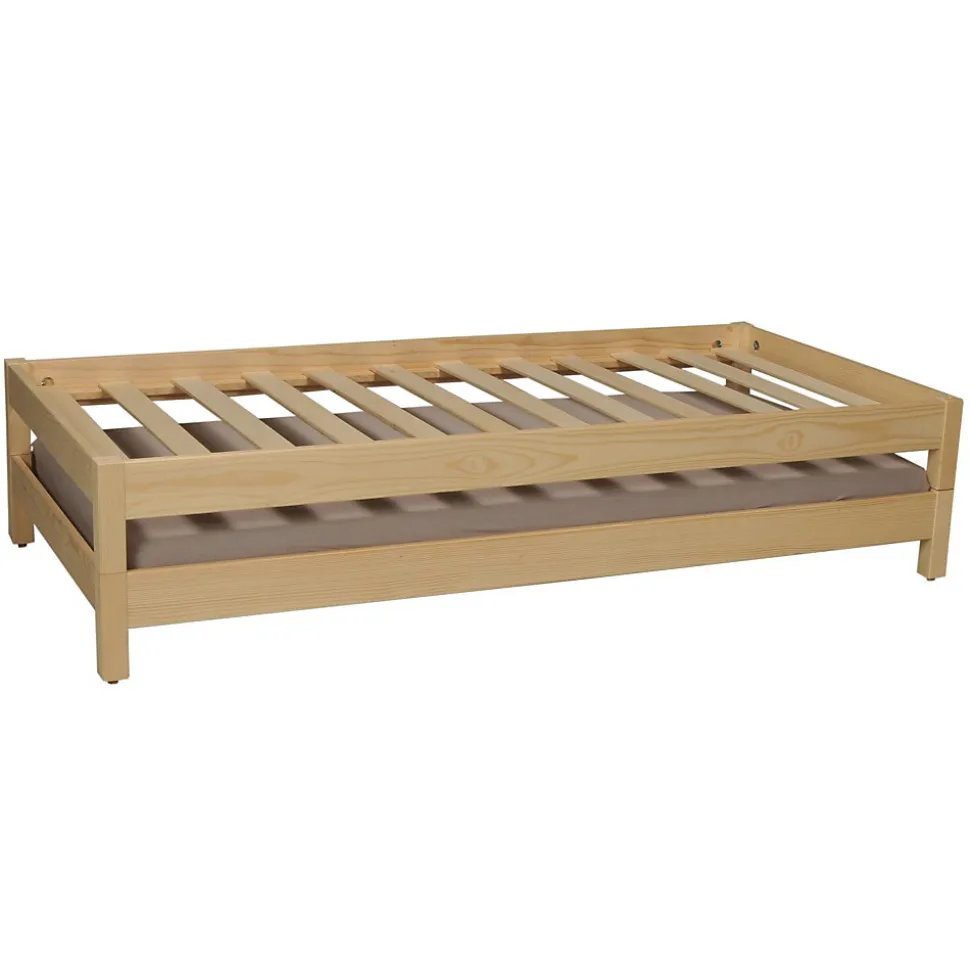 Lit empilable JONAS 90x200 (lot de deux lits)+ 2 sommiers / Naturel