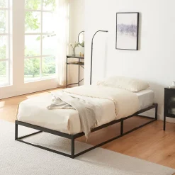 Lit en métal Trerunta acier 90 x 200 cm noir en.casa