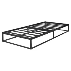 Lit en métal Trerunta acier 90 x 200 cm noir en.casa