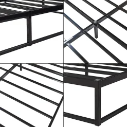 Lit en métal Trerunta acier 160 x 200 cm noir en.casa