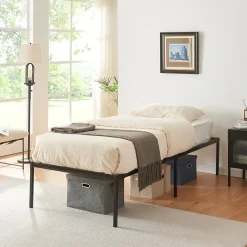 Lit en métal Vaardö acier 90 x 200 cm noir en.casa