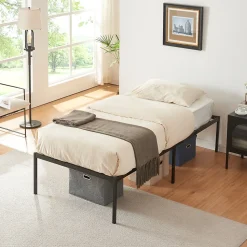 Lit en métal Vaardö acier 90 x 200 cm noir en.casa