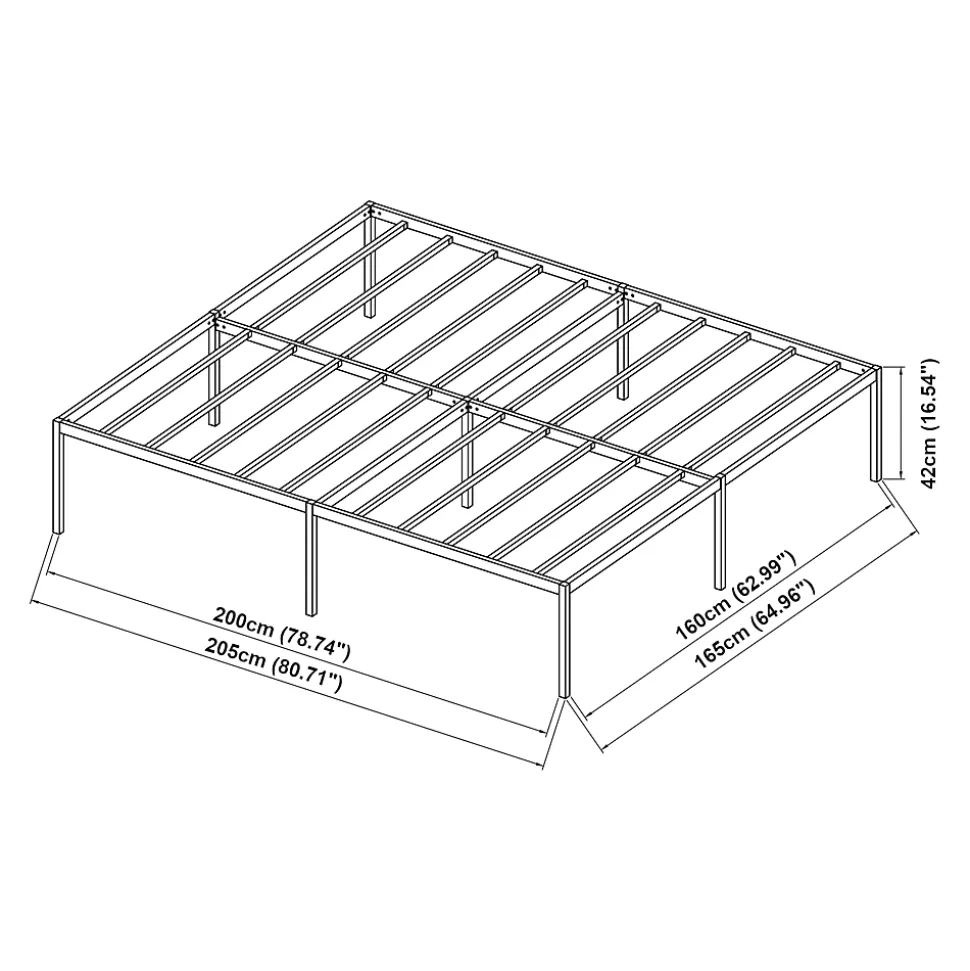 Lit en métal Vaardö acier 160 x 200 cm noir en.casa
