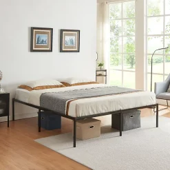 Lit en métal Vaardö acier 160 x 200 cm noir en.casa