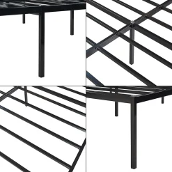 Lit en métal Vaardö acier 160 x 200 cm noir en.casa