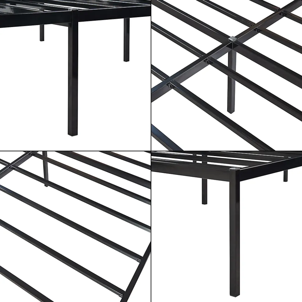 Lit en métal Vaardö acier 160 x 200 cm noir en.casa