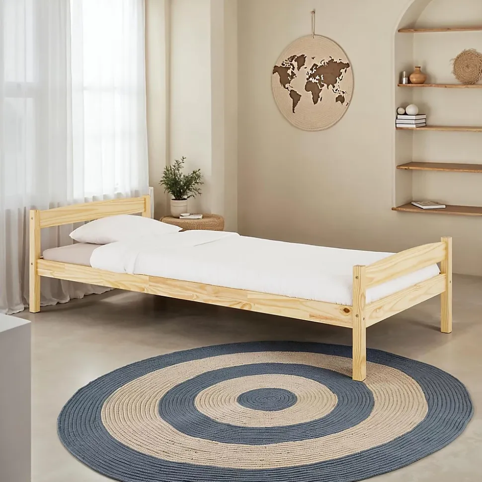 Lit en pin BORIS, 90 x 200 cm, vernis naturel