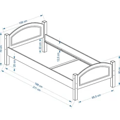 Lit en pin FLIMS, 100 x 200 cm, lasuré blanc