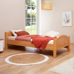 Lit en pin FLIMS, 90 x 200 cm, lasuré couleur hêtre