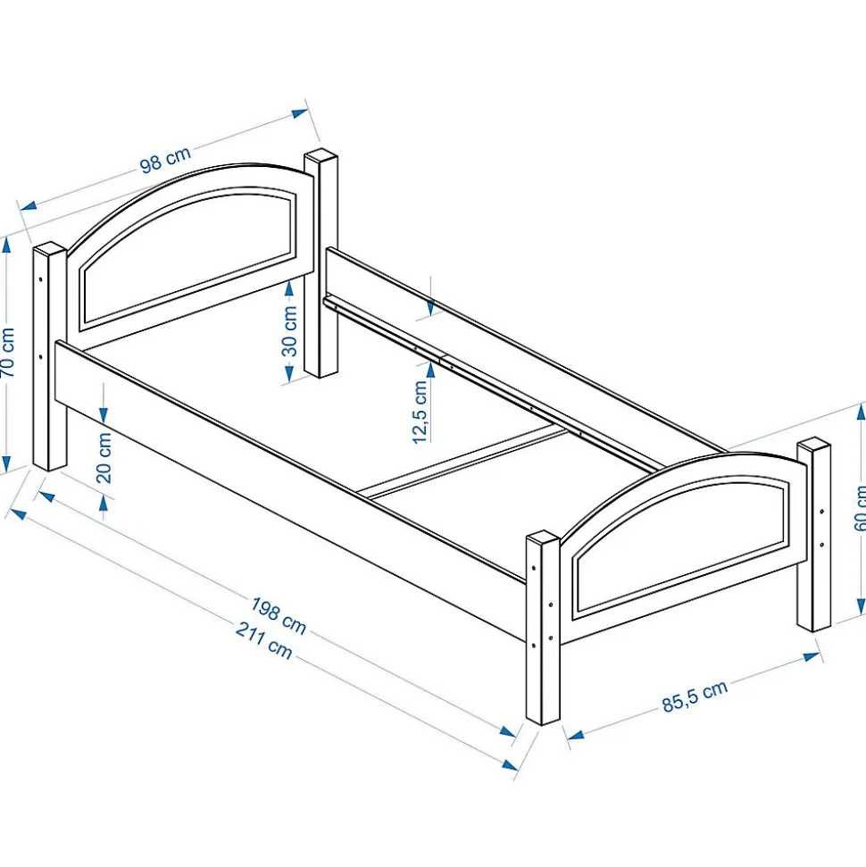 Lit en pin FLIMS, 90 x 200 cm, vernis naturel