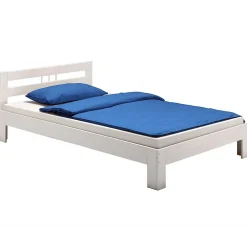 Lit en pin THEO, 100 x 200 cm, lasuré blanc