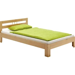 Lit en pin THEO, 100 x 200 cm, lasuré couleur hêtre