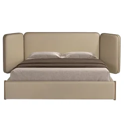 Lit en simili cuir couleur vison