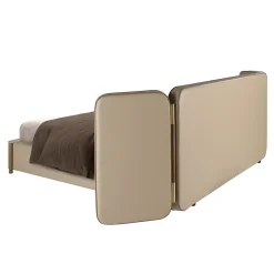 Lit en simili cuir couleur vison