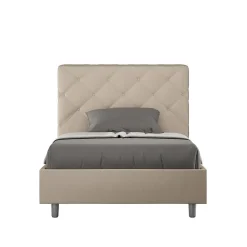 Lit en simili cuir gris tourterelle Priya avec sommier tapissé 120x190