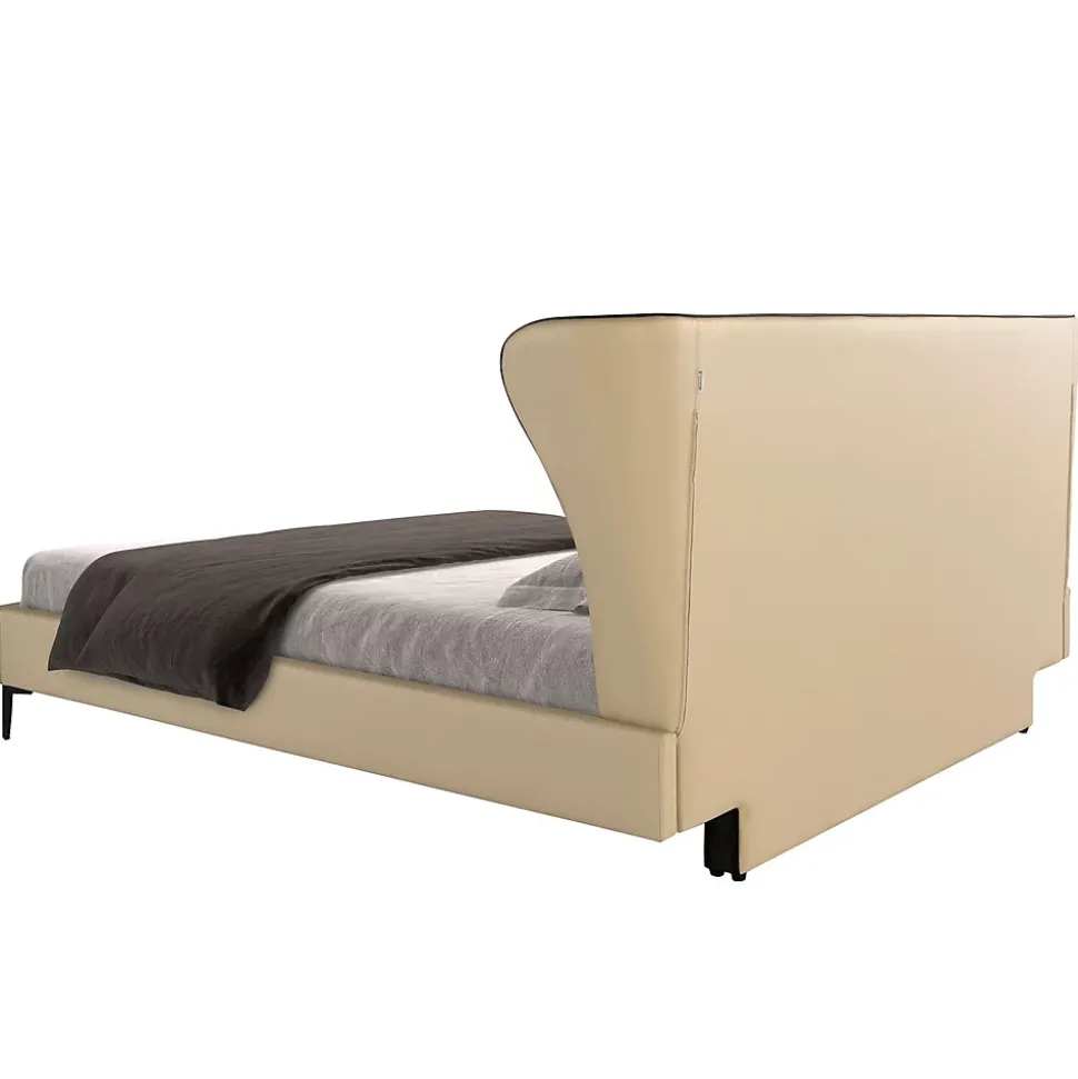 Lit en similicuir crème moderne avec sommier multi-lits