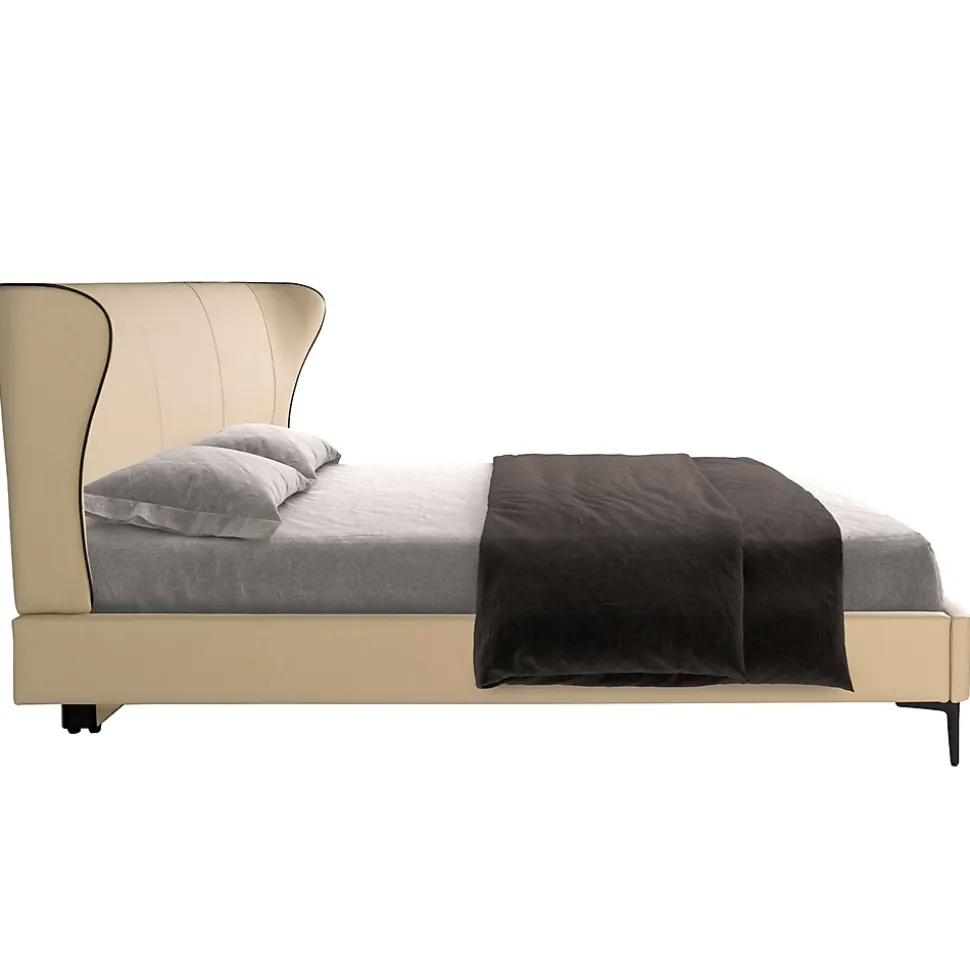 Lit en similicuir crème moderne avec sommier multi-lits