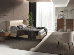 Lit en similicuir crème moderne avec sommier multi-lits