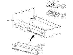 Lit enfant 90 x 190 cm avec 1 tiroir - Coloris : Naturel et blanc - IPLIA