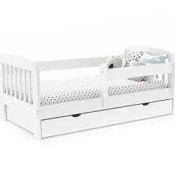 Lit enfant 80 x 160 cm LILIA 1 tiroir de rangement avec sommier et barrières