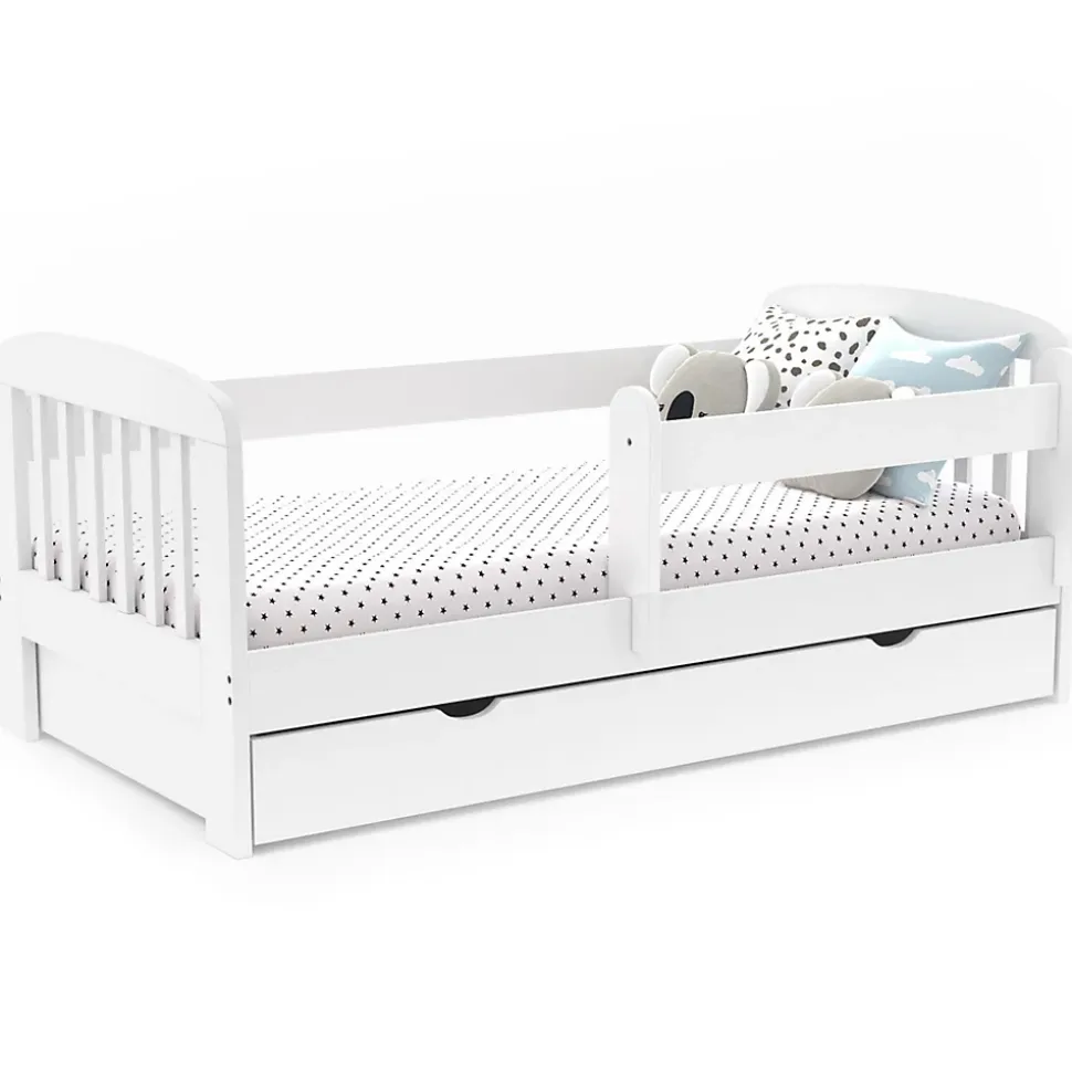Lit enfant 80 x 160 cm LILIA 1 tiroir de rangement avec sommier et barrières