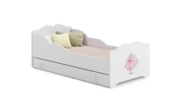 Lit enfant ALMENA avec tiroir matelas et cadre inclus - Princesse rose - 160 cm x 80 cm