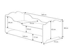 Lit enfant ANNA avec matelas 140x70 Corne de licorne