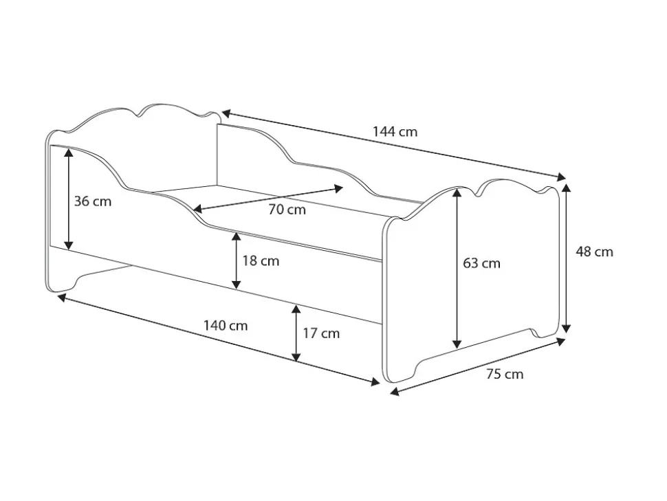Lit enfant ANNA avec matelas 140x70 Mermaid