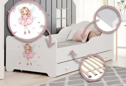 Lit enfant ANNA avec tiroir 160x80 Fille avec ailes