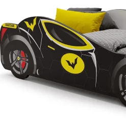 Lit enfant Batcar noir 140x70 avec matelas