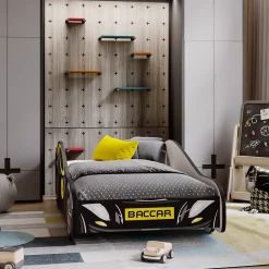 Lit enfant Batcar noir 140x70 avec matelas