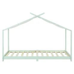 Lit enfant Brome bois de pin 90 x 200 cm vert menthe blanc en.casa