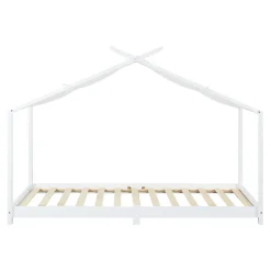 Lit enfant Brome bois de pin 90 x 200 cm blanc en.casa