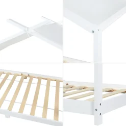 Lit enfant Brome bois de pin 90 x 200 cm blanc en.casa