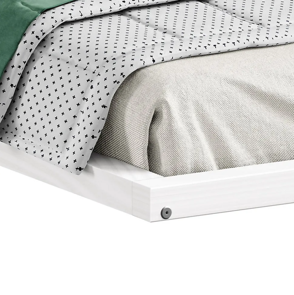 Lit enfant ELOA type Montessori, couchage 90x200 cm, en pin massif lasuré blanc