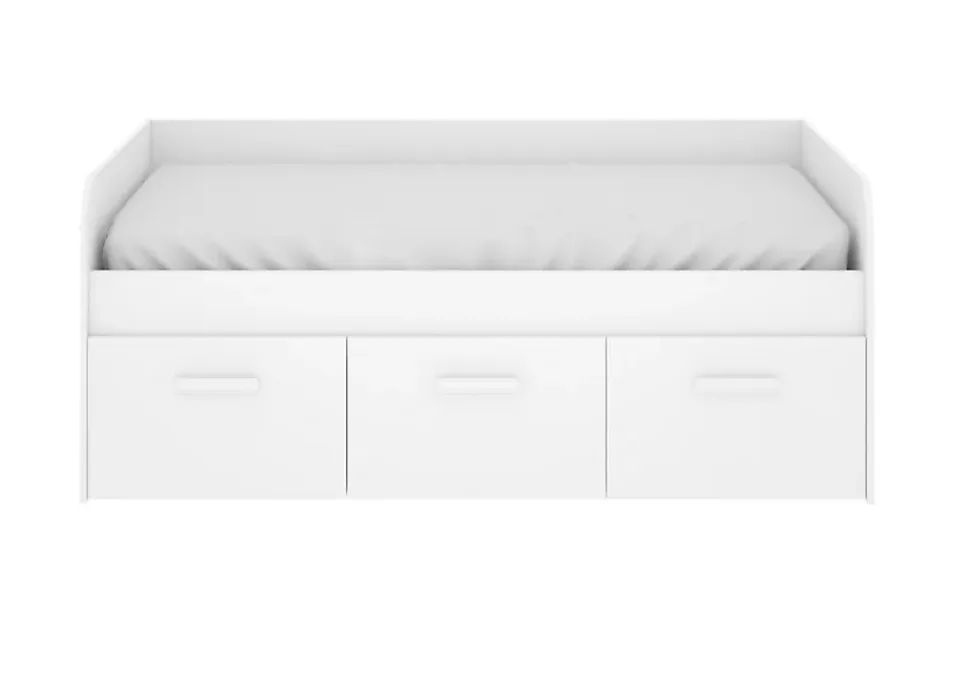Lit enfant gigogne 90 x 190 cm en mélamine coloris blanc avec 3 tiroirs - Longueur 194.3 x Profondeur 97 x Hauteur 60 cm