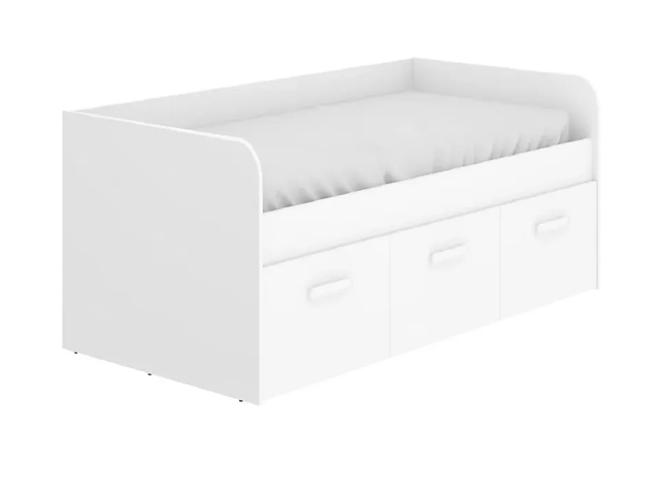 Lit enfant gigogne 90 x 190 cm en mélamine coloris blanc avec 3 tiroirs - Longueur 194.3 x Profondeur 97 x Hauteur 60 cm