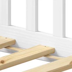 Lit enfant GUSTAVO avec sommier type Montessori 90x190 cm en bois massif - Blanc