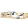 Lit enfant GUSTAVO type Montessori, couchage 90x190 cm, en pin massif naturel