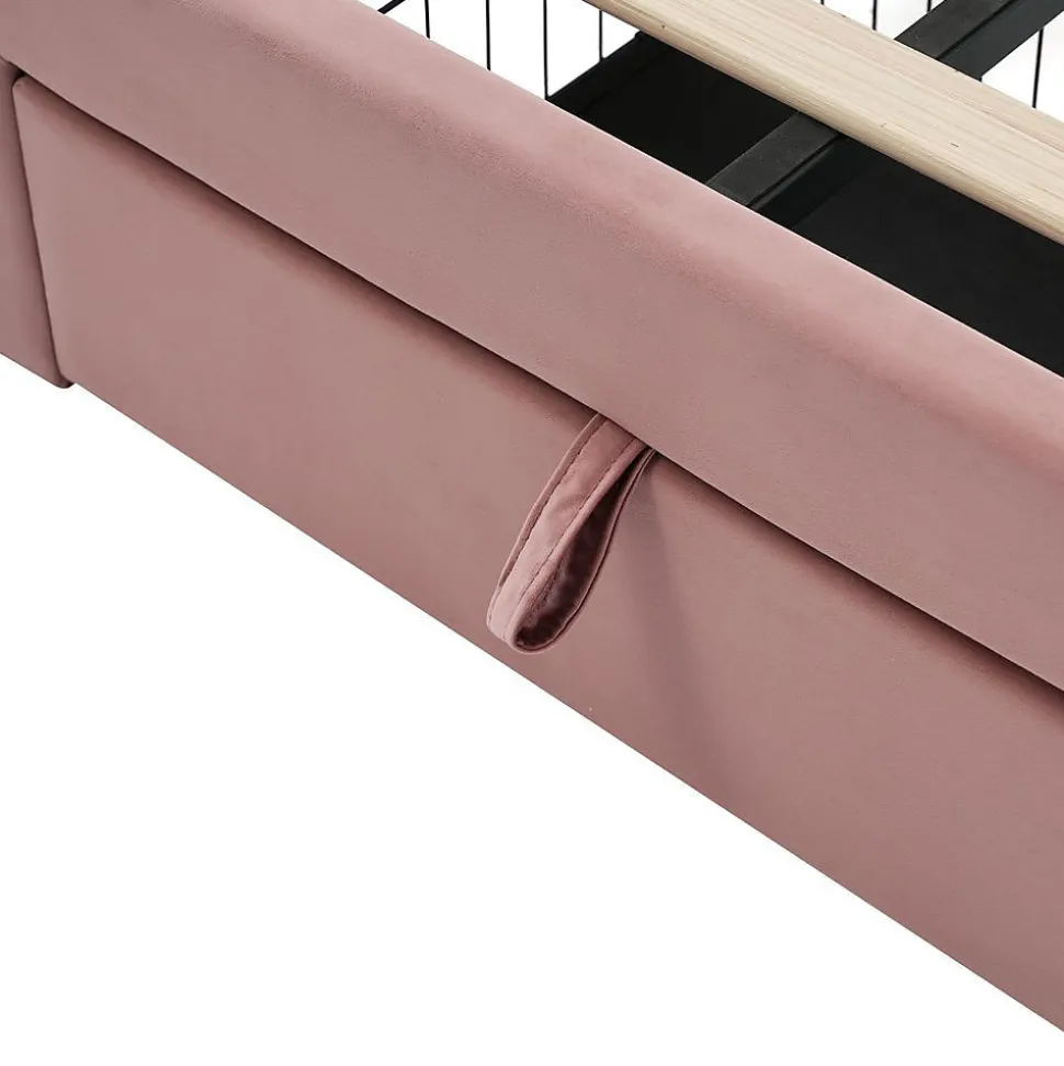 Lit enfant LED 90X200cm Tiroirs Contrôle par application mobile Rose Blackcolors