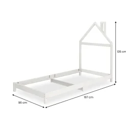 Lit enfant LIZ 90 x 190 cm en pin massif - Blanc