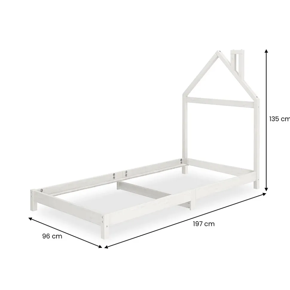 Lit enfant LIZ 90 x 190 cm en pin massif - Blanc