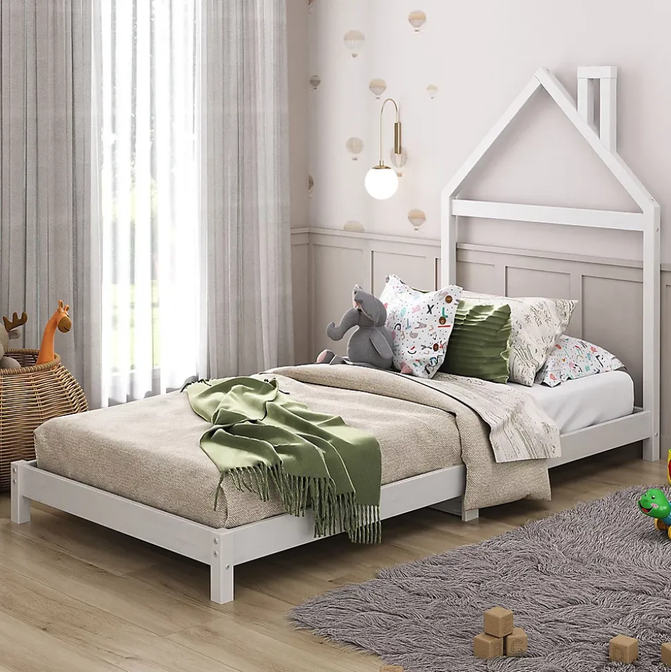 Lit enfant LIZ 90 x 190 cm en pin massif - Blanc