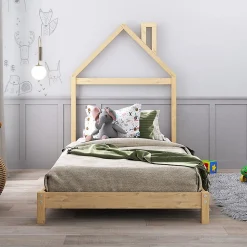 Lit enfant LIZ 90 x 190 cm en pin massif - Coloris naturel