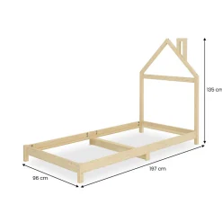 Lit enfant LIZ 90 x 190 cm en pin massif - Coloris naturel